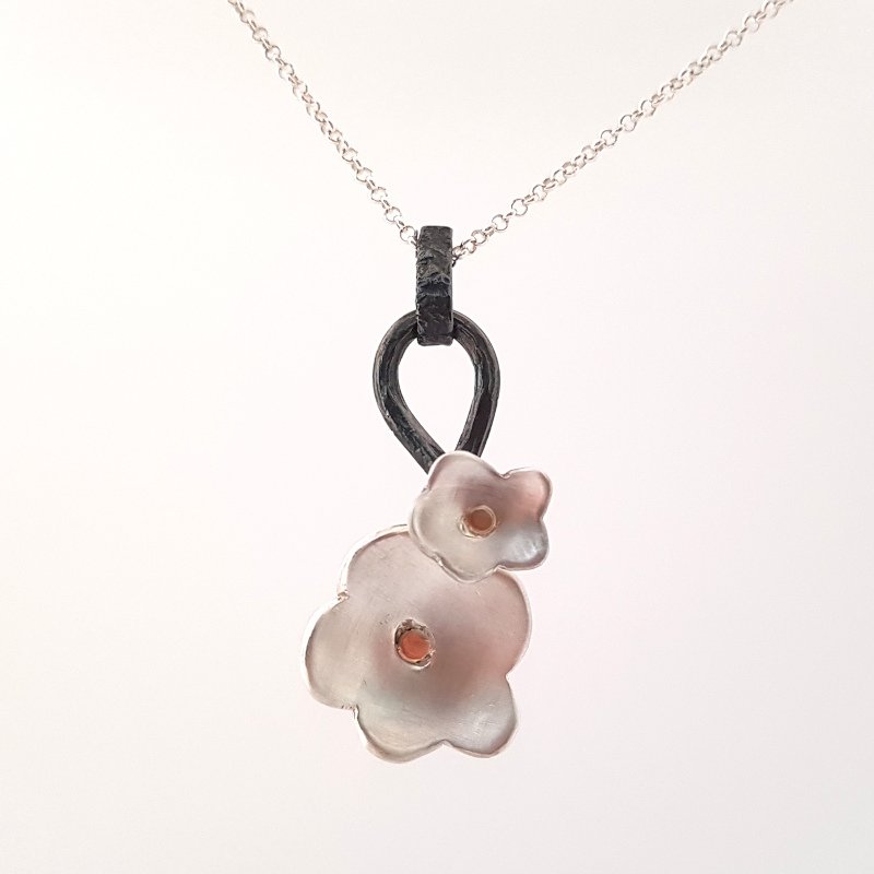 Double Flower Sterling Silver Pendant