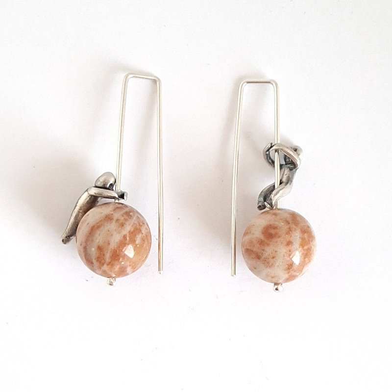 Little Men And Fossil Coral Gemstone Earrings