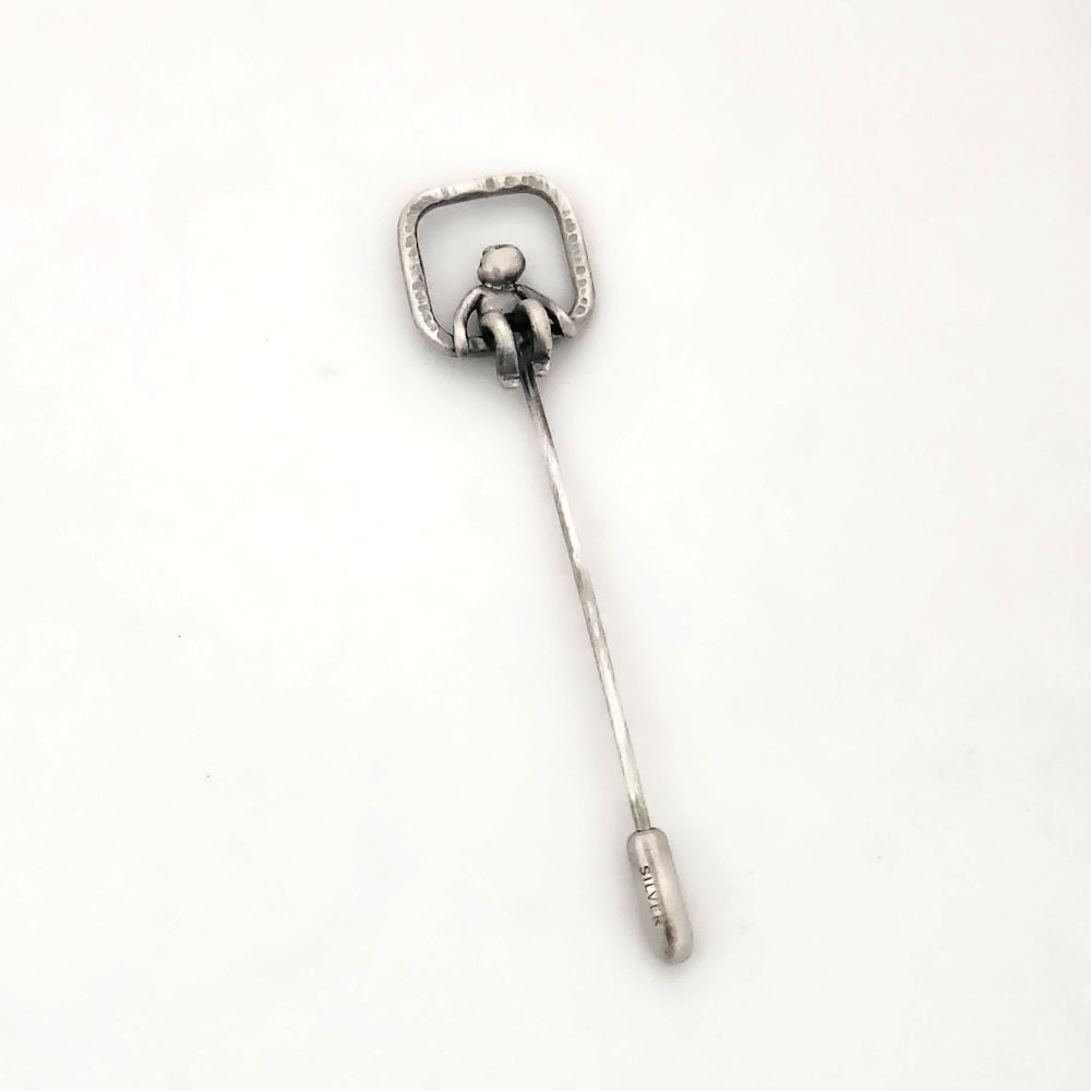 Hammered Stick Pin With Little Man Sitting