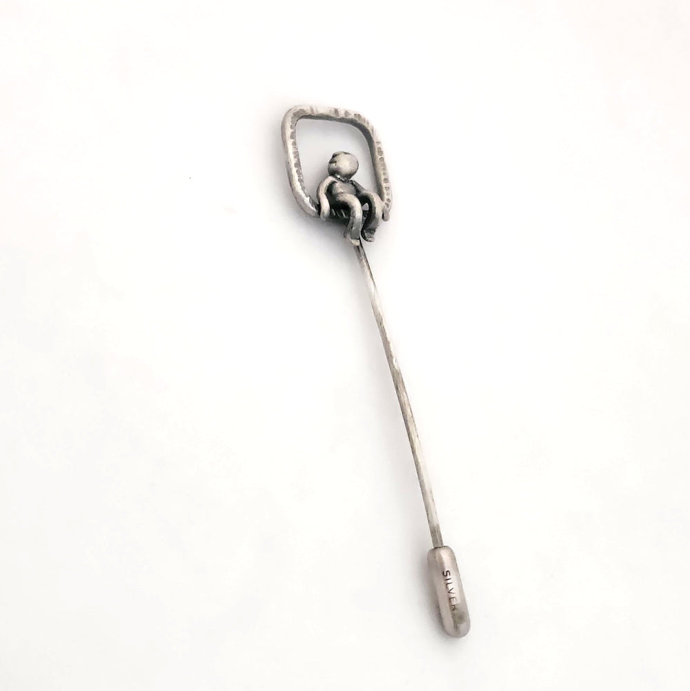 Hammered Stick Pin With Little Man Sitting