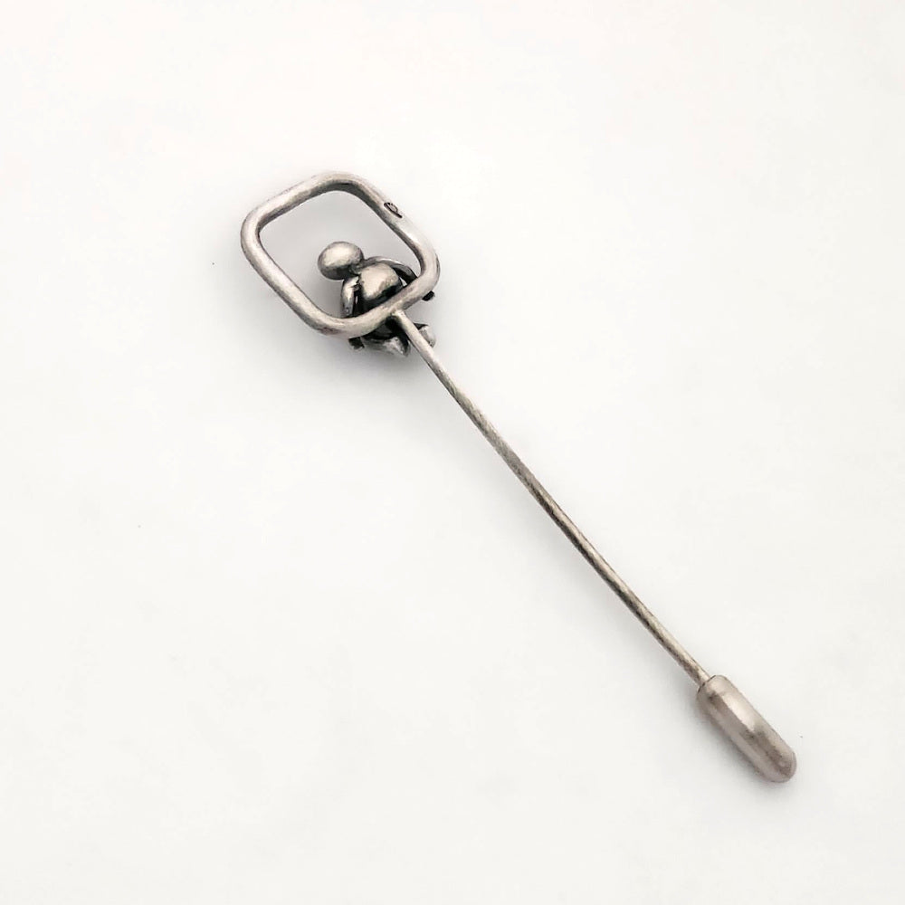 Hammered Stick Pin With Little Man Sitting