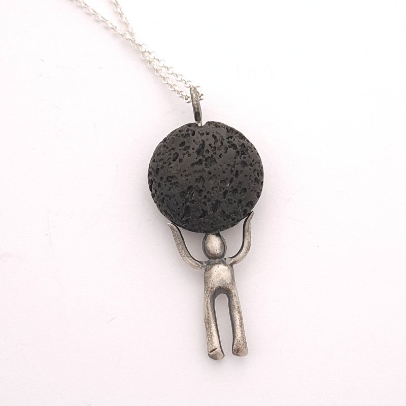 Little Man Pendant - Volcanic Lava Gemstone