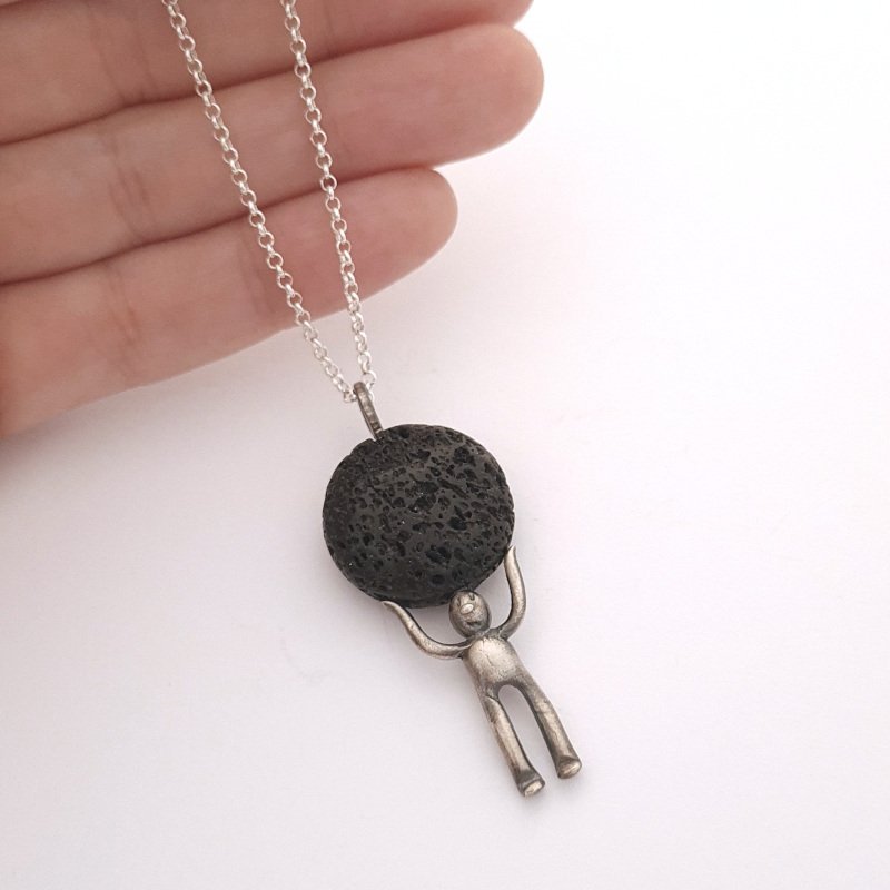 Little Man Pendant - Volcanic Lava Gemstone
