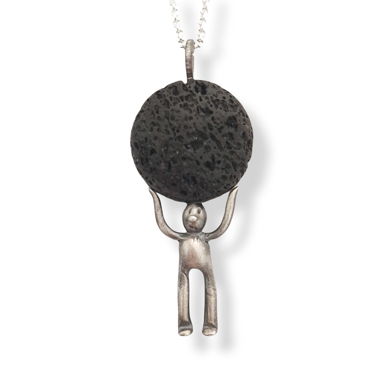 Little Man Pendant - Volcanic Lava Gemstone