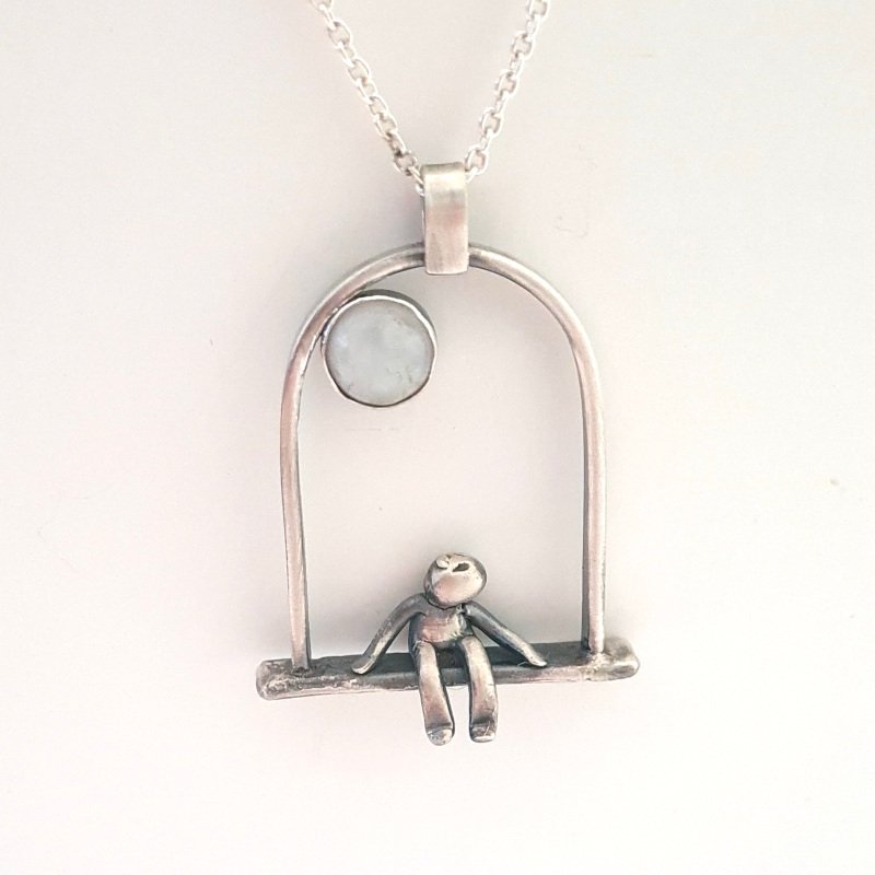Little Men And Moon Pendant – Moonstone
