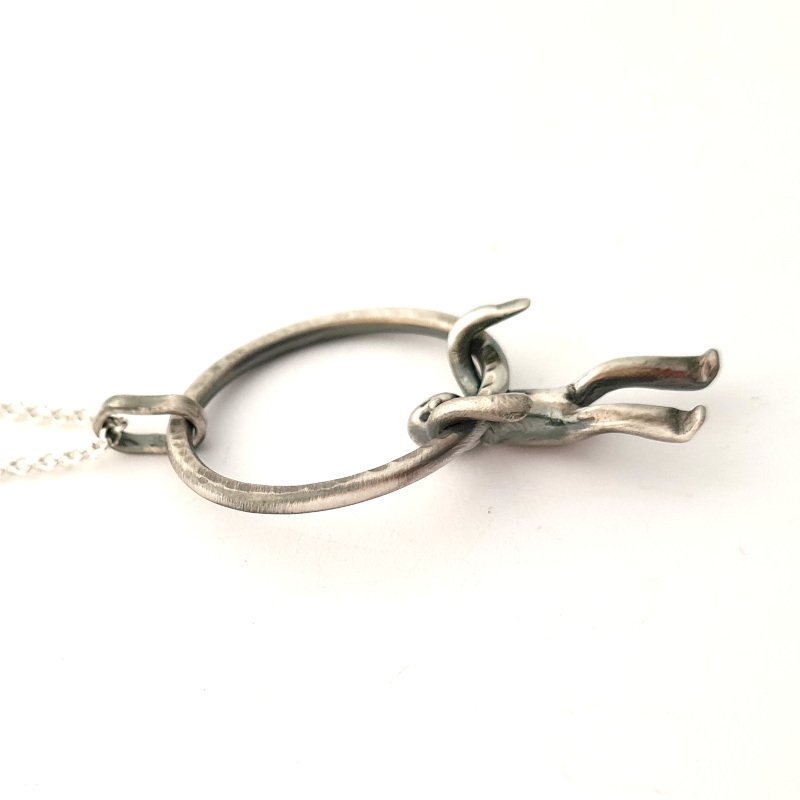 Little Men Hammered Ring Pendant - Sterling Silver