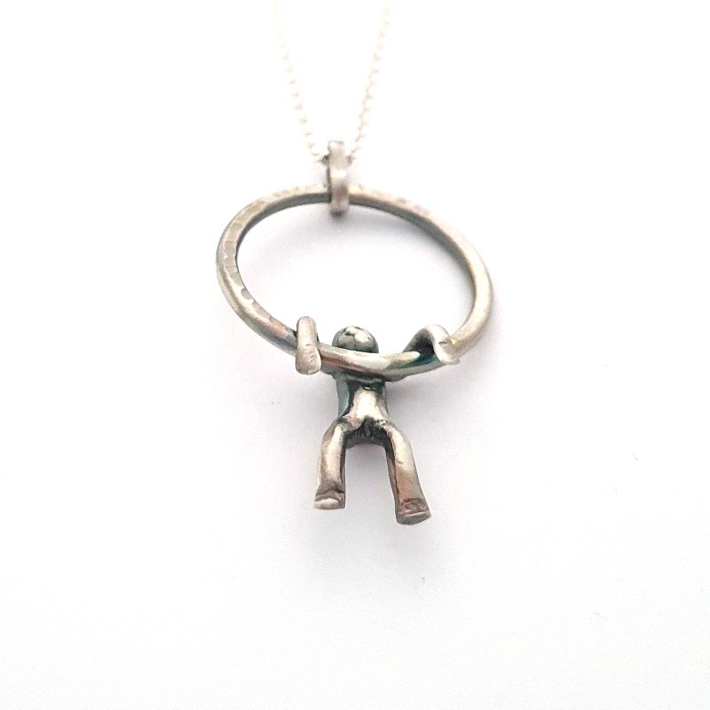 Little Men Hammered Ring Pendant - Sterling Silver