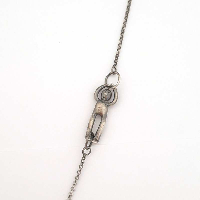 Minimalist Style Necklace with Coral and Little Man - Sterling Silver