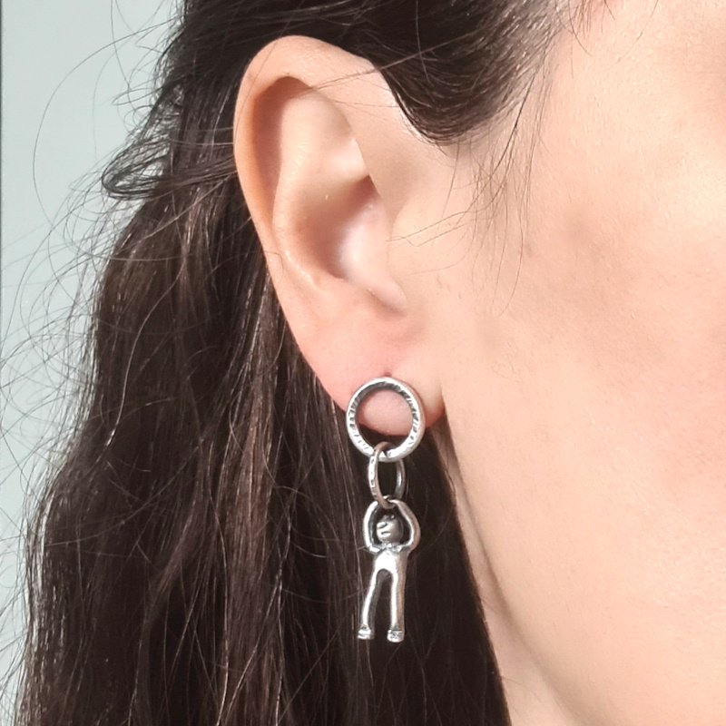 Mismatched Sterling Silver Hammered Ring Earrings