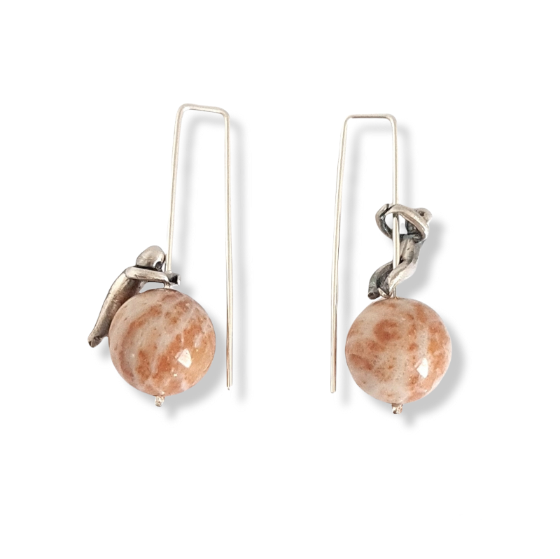 Little Men And Fossil Coral Gemstone Earrings