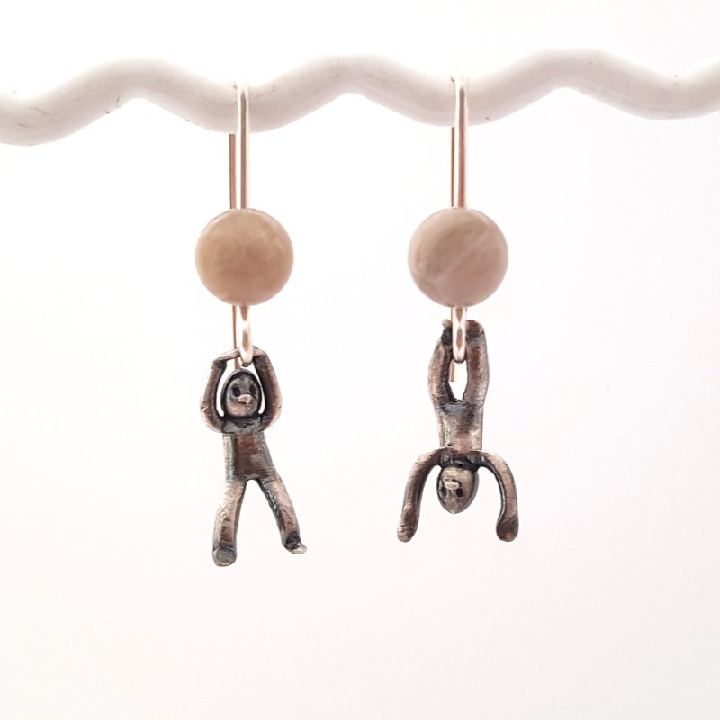 Little Men Up Down Fossil Coral Earrings - Two Sizes