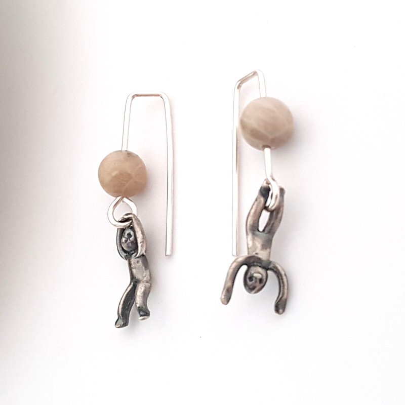 Little Men Up Down Fossil Coral Earrings - Two Sizes