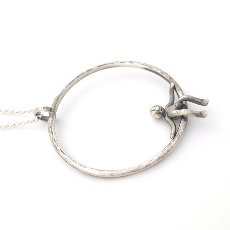 Textured Ring People Pendant - Minimalist Style