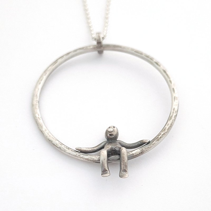 Textured Ring People Pendant - Minimalist Style