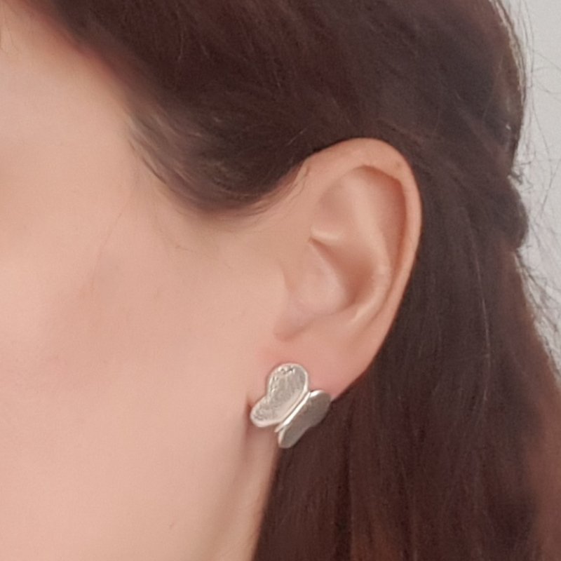 Hammered Sterling Silver Butterfly Earrings