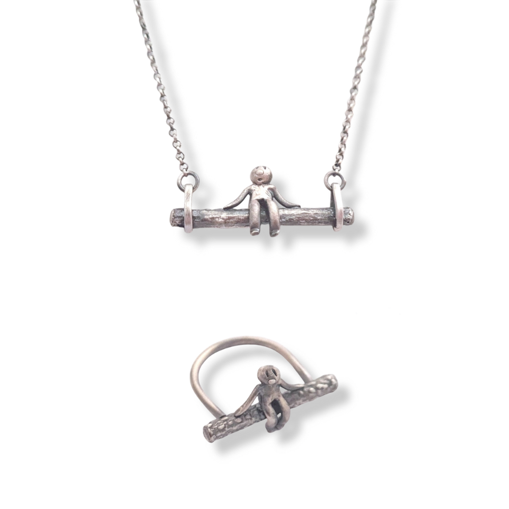 Sterling Silver Tree Trunk Set