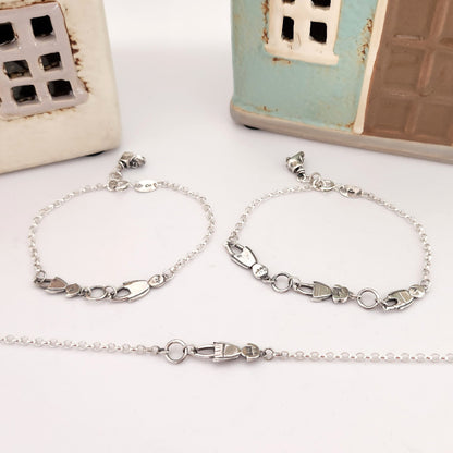 Boy girl family chain bracelet sterling silver