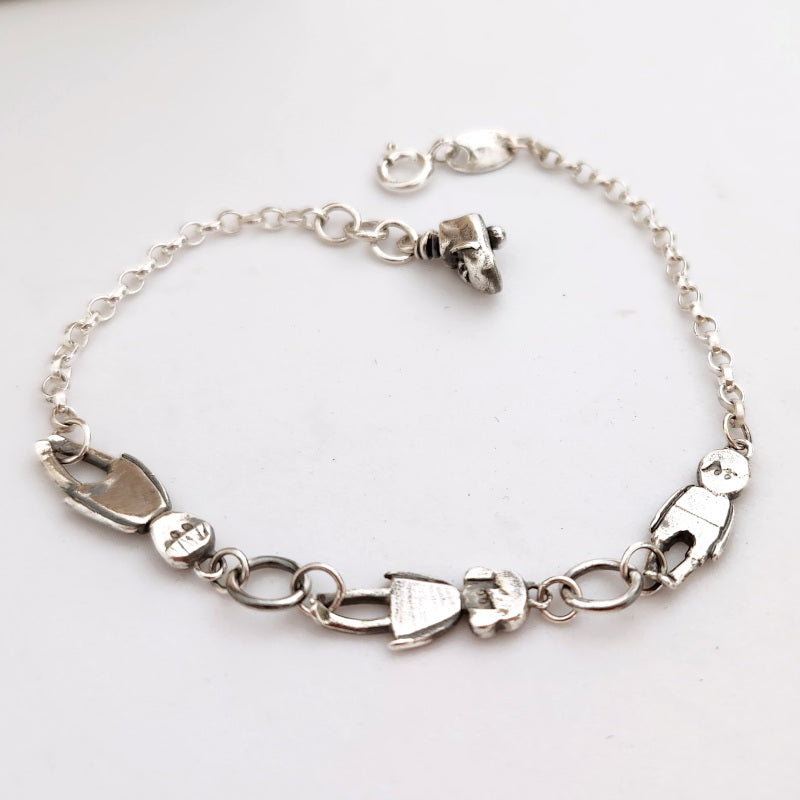 Boy girl family chain bracelet sterling silver