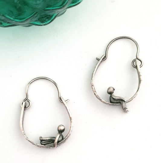 Unique Mismatched Little Men Hoop Style Earrings