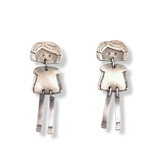 Articulated Doll Earrings - Sterling Silver