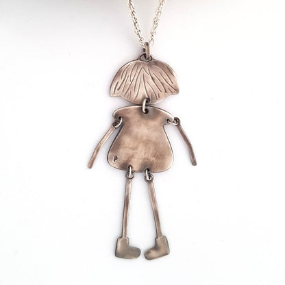 Articulated Doll Pendant - Sterling Silver