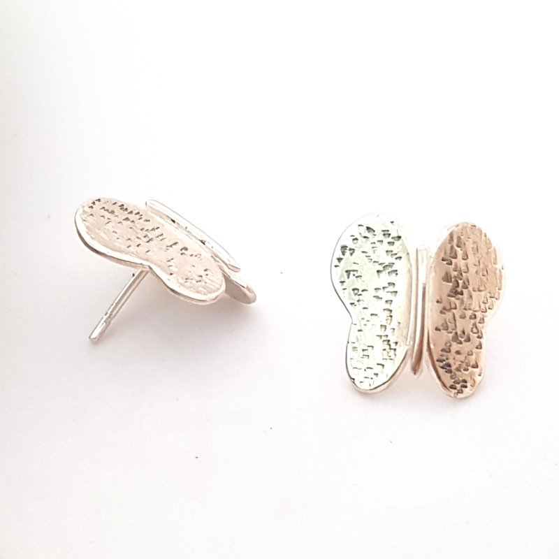 Hammered Sterling Silver Butterfly Earrings