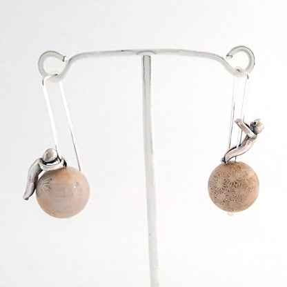 Little Men And Fossil Coral Gemstone Earrings