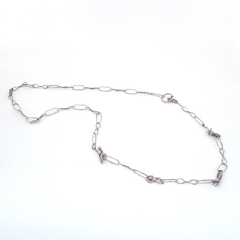 Handmade Big Links Sterling Silver Long Necklace