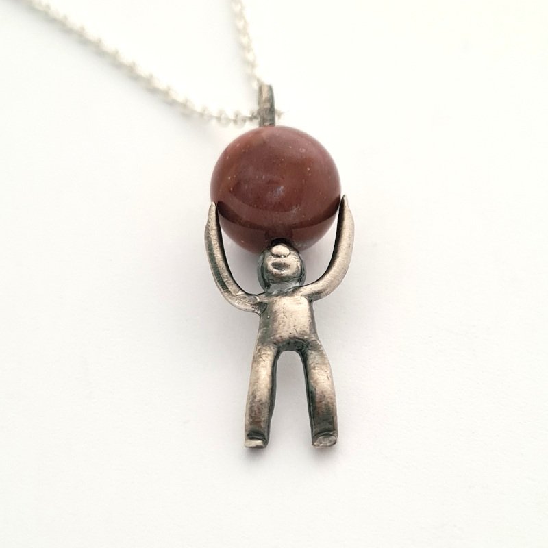 Little Man Holding Jasper Gemstone