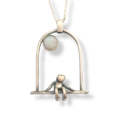 Little Men And Moon Pendant – Moonstone