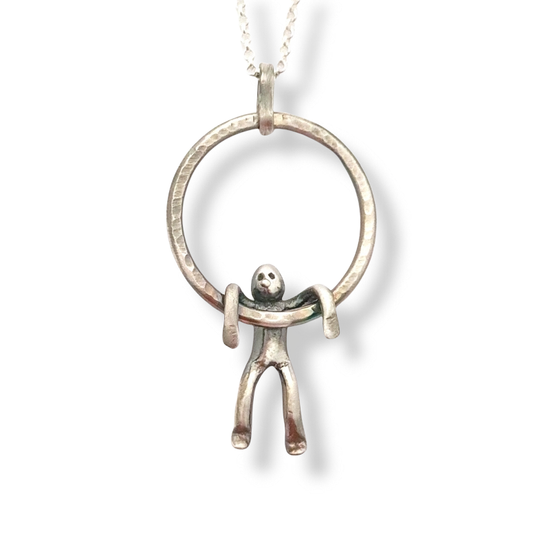 Little Men Hammered Ring Pendant - Sterling Silver